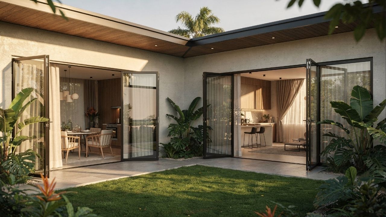 Com pátio central e 120 metros quadrados, essa casa em L prova que é possível ter luxo e funcionalidade em lotes estreitos