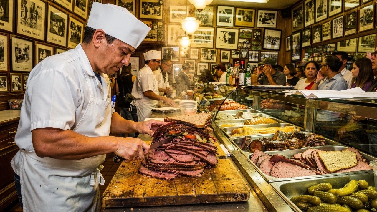 Nesta famosa lanchonete, eles servem 31 toneladas de carne por semana: veja como a cozinha prepara milhares de sanduíches icônicos em Nova York