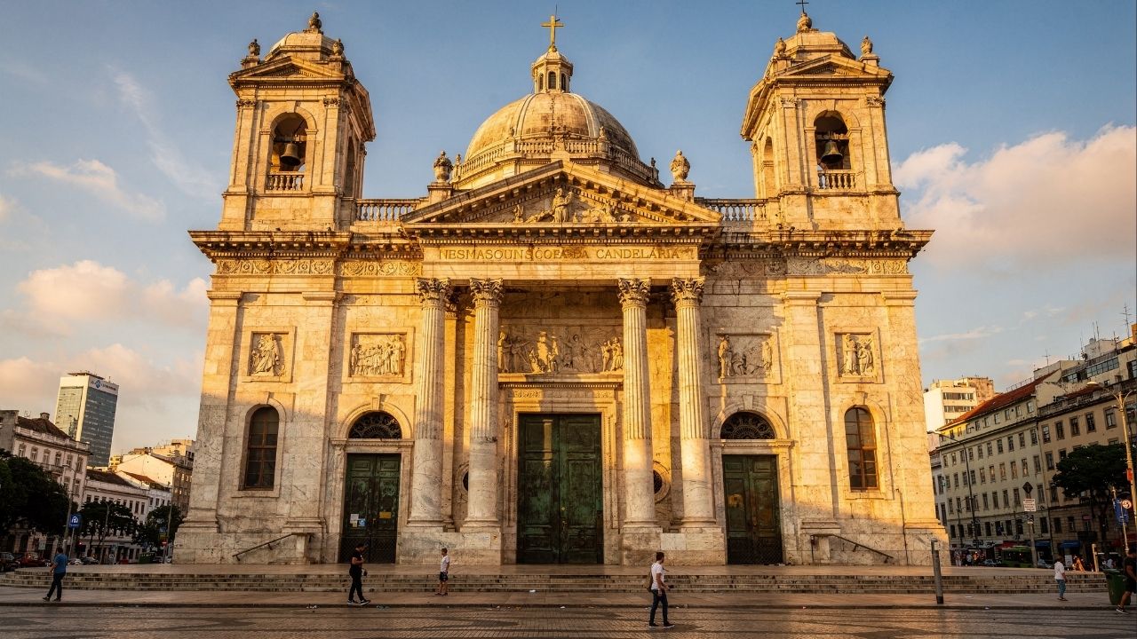 Com sua cúpula de mármore e portas de bronze de 1898, a Candelária virou o maior ícone da arquitetura neoclássica e da história religiosa do Rio