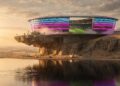 O estádio futurista em um penhasco na Arábia Saudita virou o projeto mais ambicioso da Copa de 2034 com gramado retrátil e tecnologia de LED