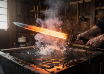 Mestres japoneses aquecem areia de ferro a 1.200 graus por três dias para forjar o aço lendário das espadas katana mais afiadas do planeta