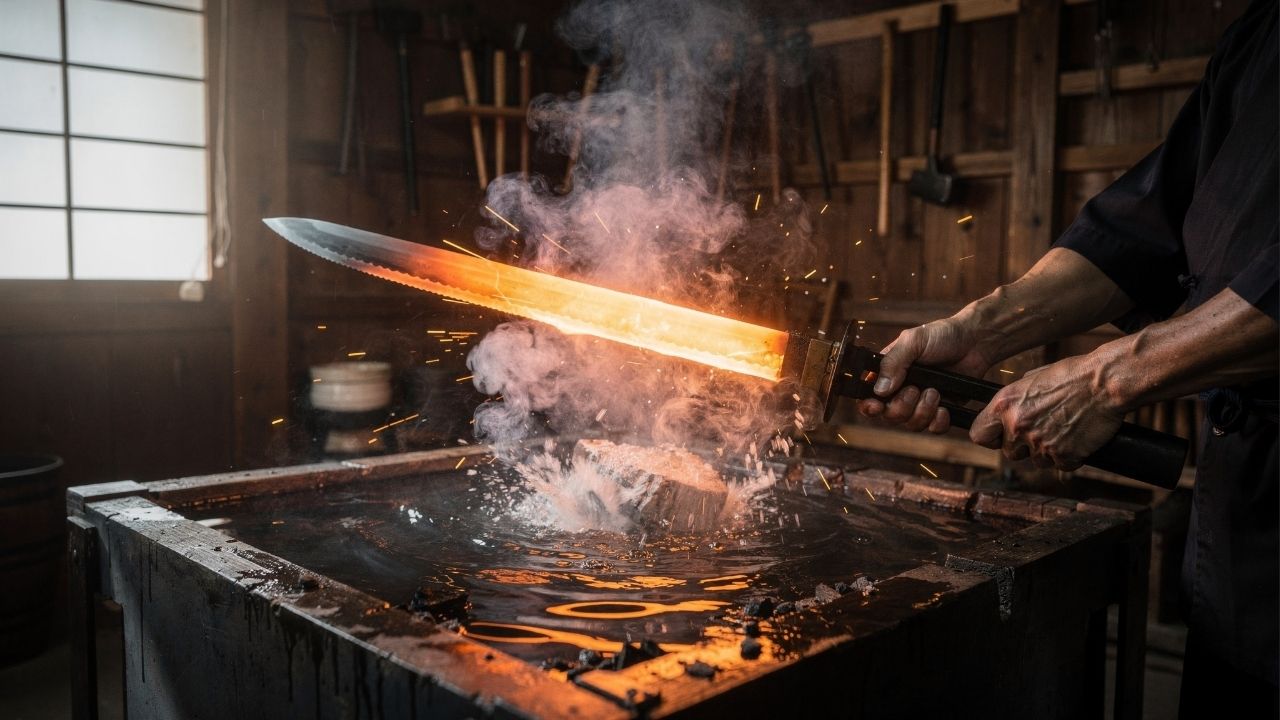 Mestres japoneses aquecem areia de ferro a 1.200 graus por três dias para forjar o aço lendário das espadas katana mais afiadas do planeta