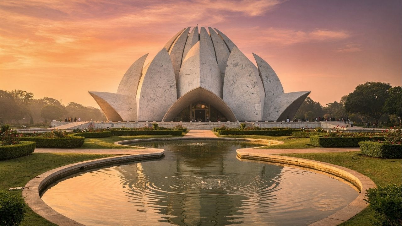Com 27 pétalas de mármore branco e 40 metros de altura, a estrutura de 1986 tornou-se um marco da arquitetura e o templo mais visitado da Índia