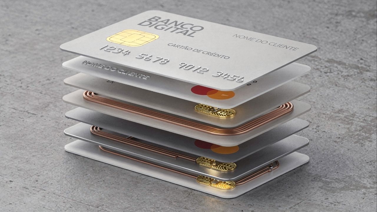 Com quatro camadas de PVC laminadas e um chip eletrônico de alta segurança, é assim que a indústria produz o cartão de crédito moderno