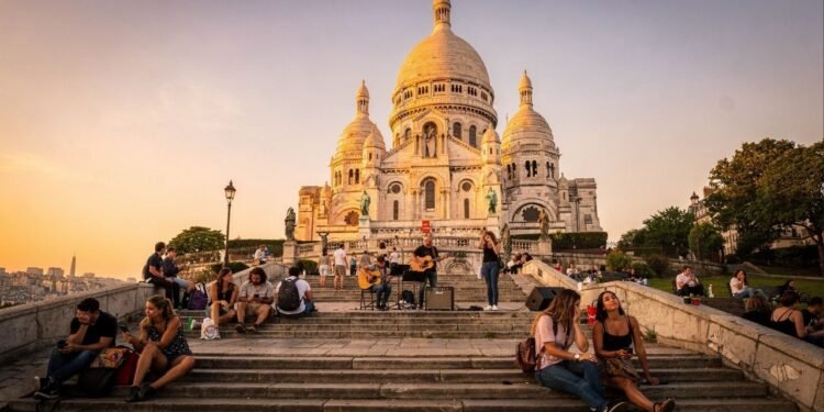 Com sua cúpula de 83 metros em travertino branco, a basílica de 1914 no topo de Montmartre tornou-se um dos marcos mais belos e visitados de Paris