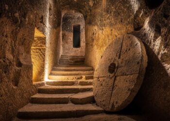 Descoberta por acaso, atrás de uma parede falsa, em 1963, a gigantesca cidade subterrânea de 18 andares na Turquia foi escavada à mão para proteger 20 mil pessoas de guerras antigas