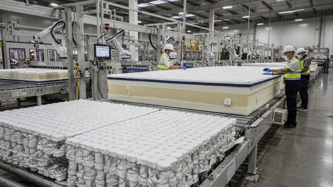 Com 800 molas ensacadas e camadas de espuma de alta densidade, é assim que a indústria fabrica o colchão que suporta o peso do seu corpo