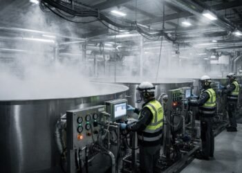 Com a eletrólise de salmoura a 90 graus em tanques industriais, é assim que a química produz a soda cáustica, um agente capaz de dissolver gordura