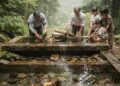 Família restaura fonte esquecida nas montanhas e ela volta a abastecer a casa com água pura após décadas abandonada