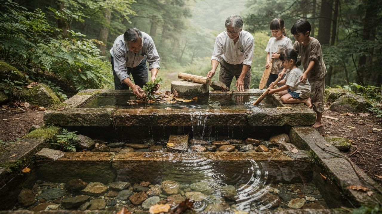 Família restaura fonte esquecida nas montanhas e ela volta a abastecer a casa com água pura após décadas abandonada