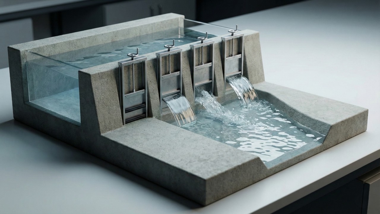 Homem constrói barragem com quatro comportas e mostra como controlar a força da água