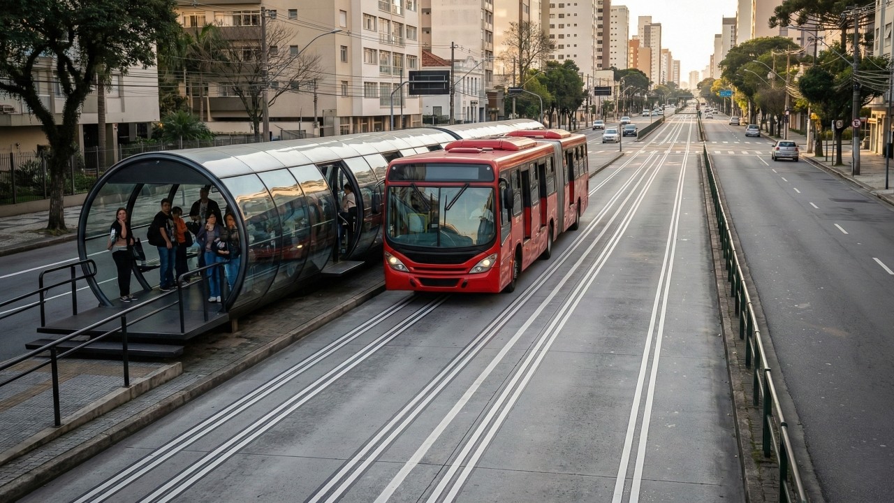 Metrô sobre pneus? O sistema de Curitiba que inspirou o mundo com estações de tubo, canaletas exclusivas e embarque rápido como trem