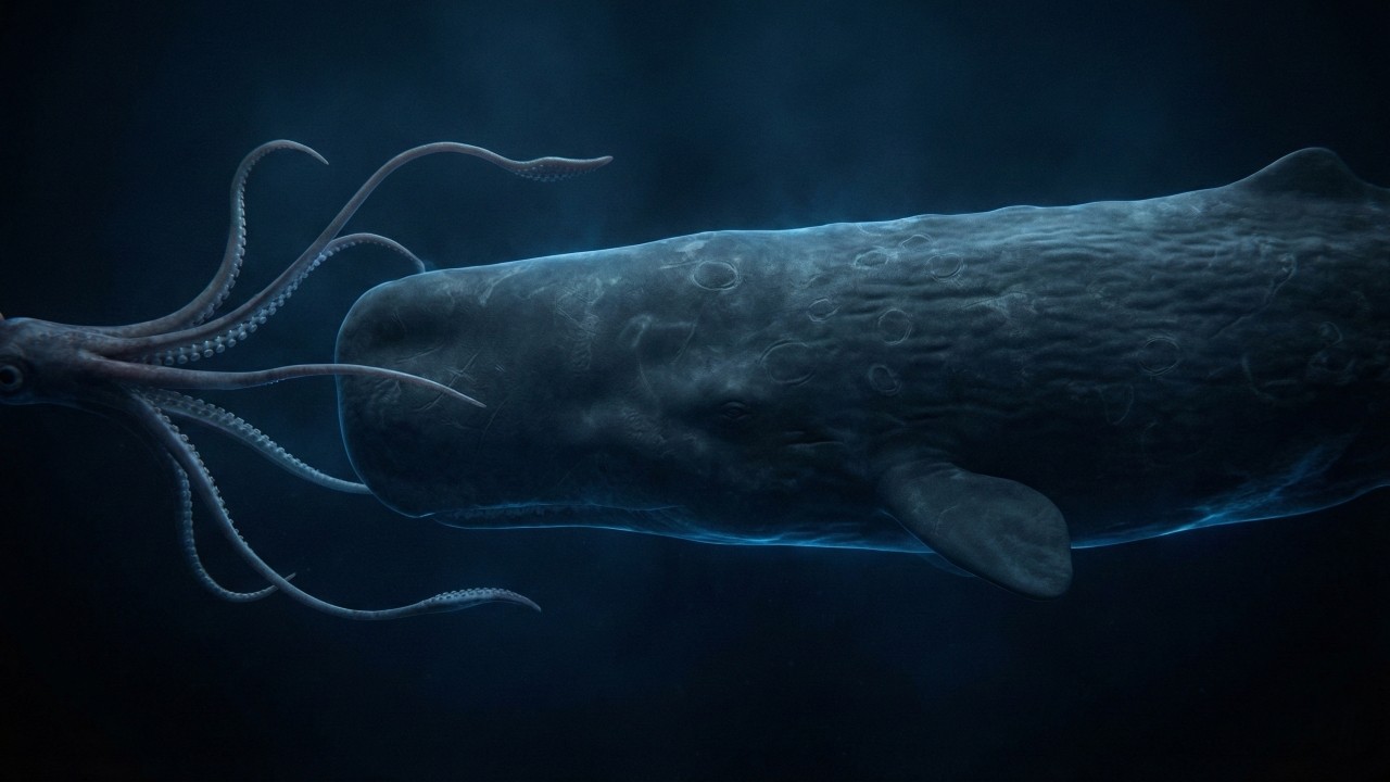 Para devorar 200 lulas gigantes todos os dias as cachalotes precisam mergulhar nas profundezas escuras