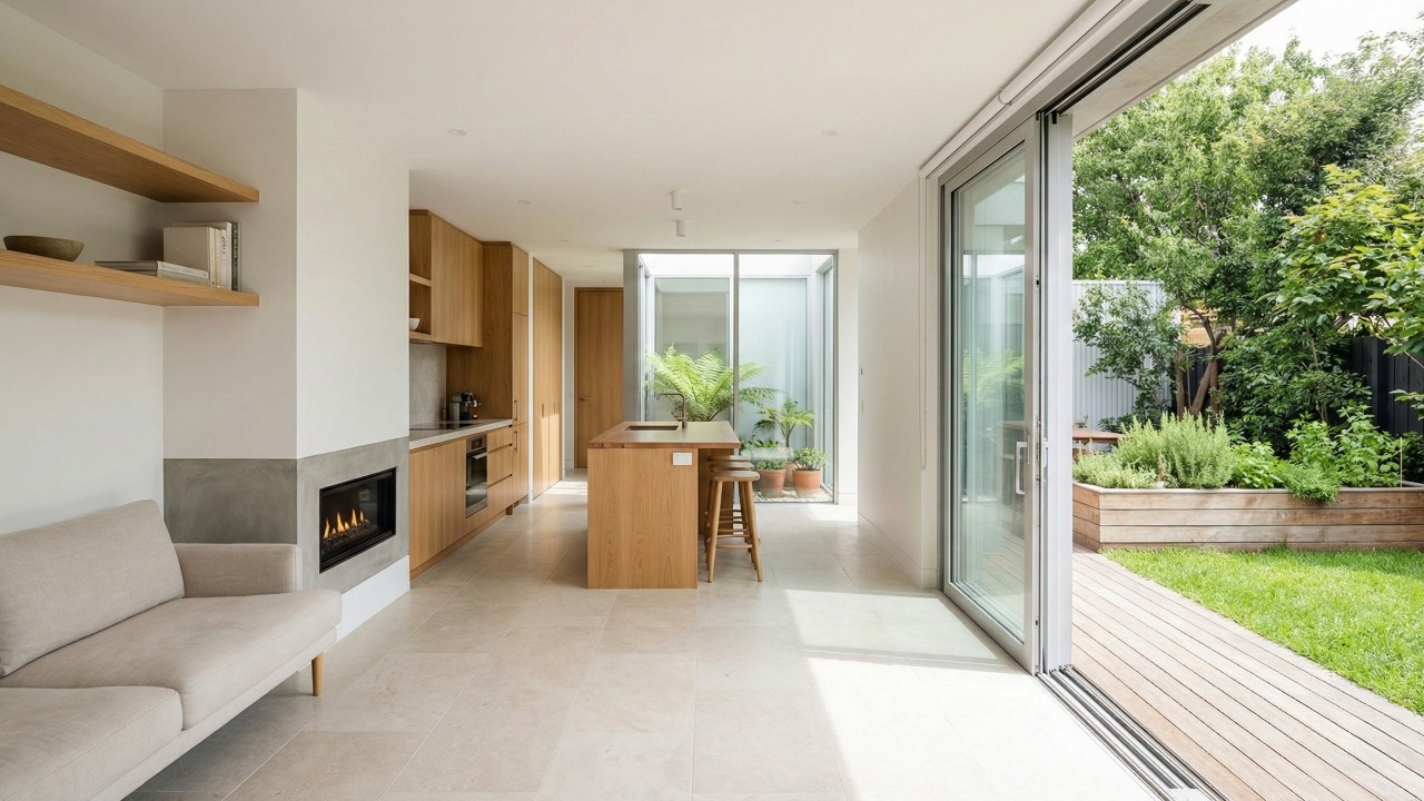 Em terreno estreito, projeto de casa pequena surpreende pela integração com o jardim