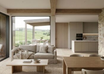 Com 3 quartos e área social integrada, casa de campo aposta no equilíbrio entre conforto e natureza