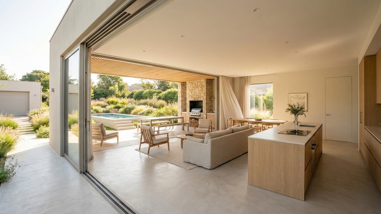 Casa de campo térrea une piscina, varanda ampla e integração total para morar o ano todo