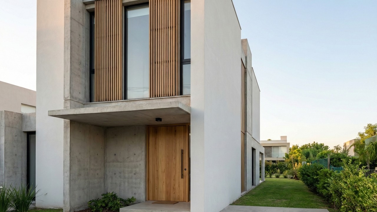 Essa casa moderna de 80 metros quadrados usa jardins internos, móveis sob medida e planta fluida para aproveitar cada centímetro