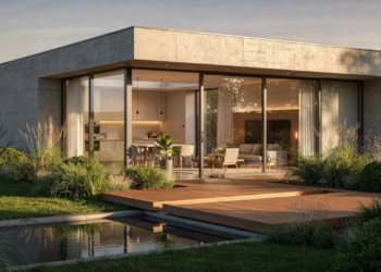 Telhado oculto, vidro e concreto: a casa contemporânea que integra living e cozinha para famílias que amam receber visitas