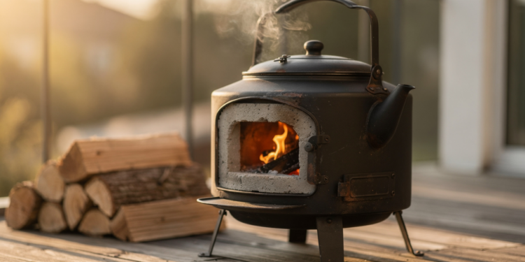 Para quem ama DIY e fogueiras: aprenda a fazer um fogão a lenha compacto com uma chaleira e cimento