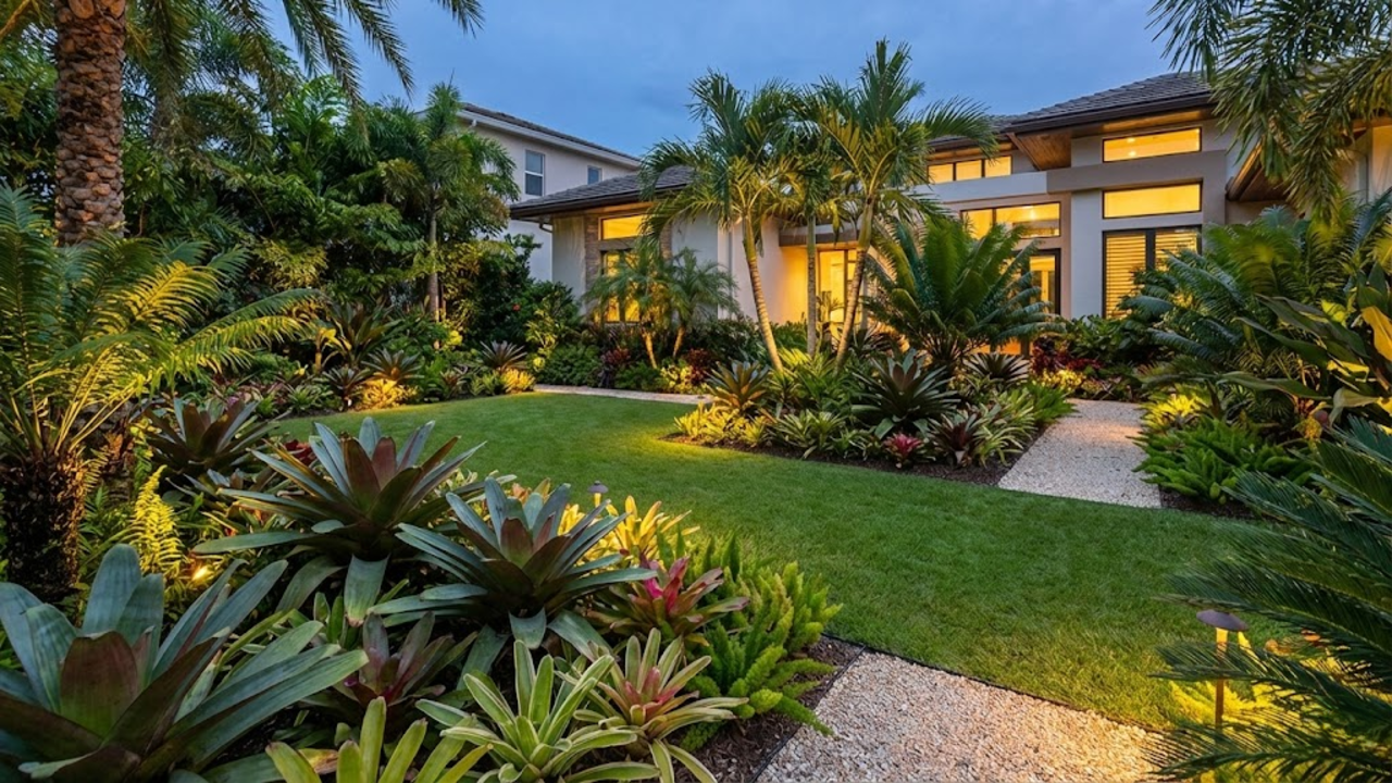 Jardim comum transformado em área de lazer com piscina e acabamento de alto conforto