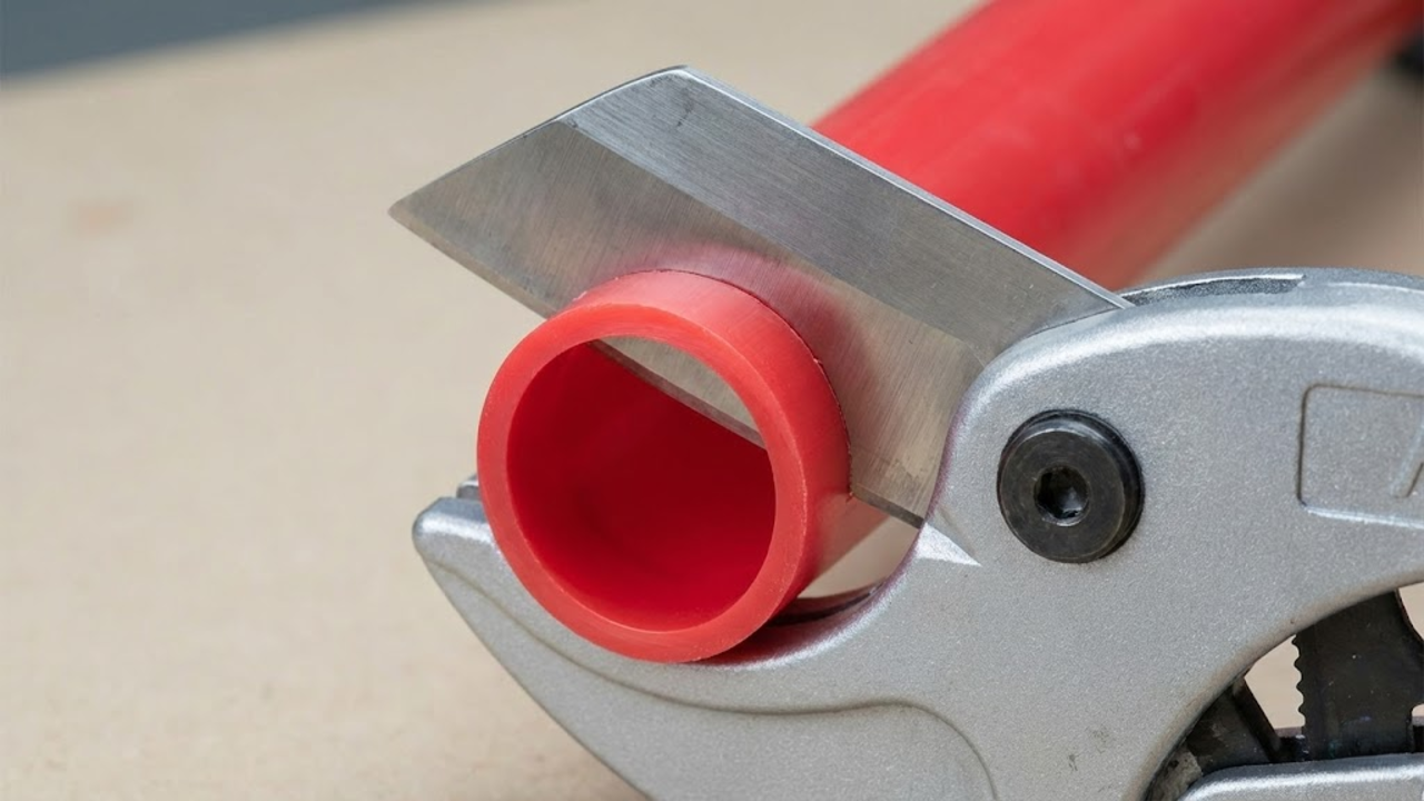 Mãos de encanador experiente realizando conexão rápida entre tubos de PVC sem uso de adesivos