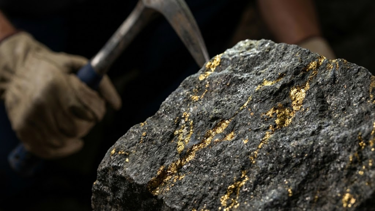 Operários em atividade de extração mineral a quatro mil metros de profundidade