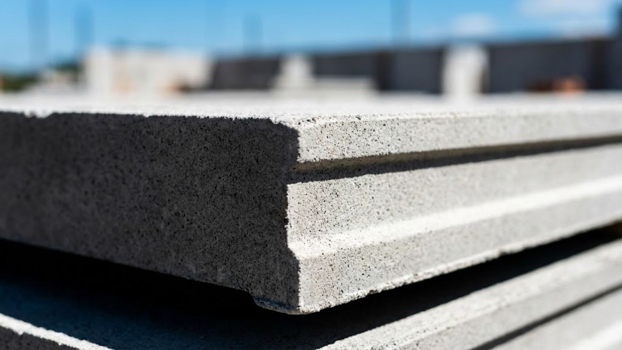 Close-up na textura robusta da placa de concreto de alta resistência