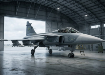 Caça de alta performance sobrevoando a capital para garantir a segurança nacional