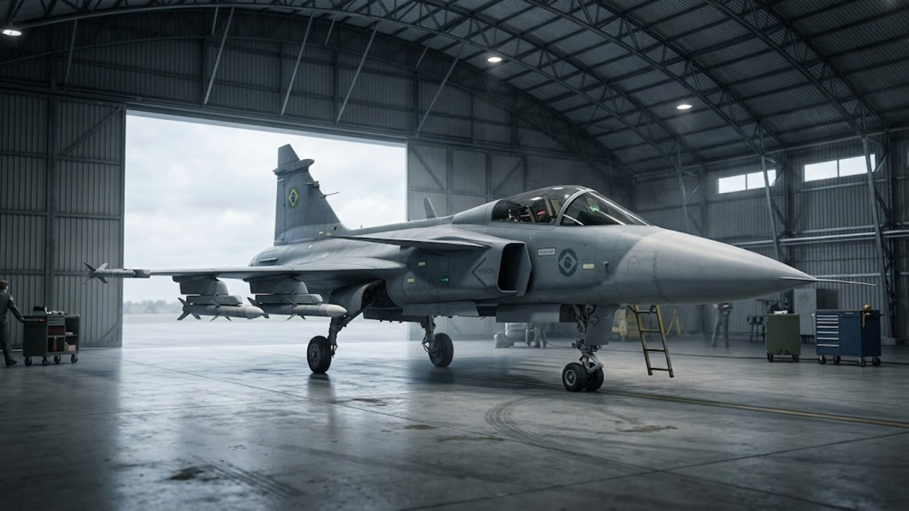 Caça de alta performance sobrevoando a capital para garantir a segurança nacional