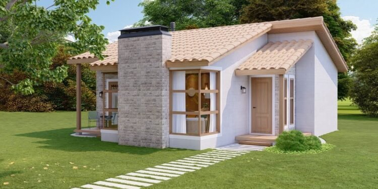 Quem busca um refúgio para desacelerar encontra neste projeto de casa de campo de 80 m² a união perfeita entre rusticidade e eficiência térmica