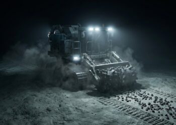 Uma máquina industrial desceu a 4.300 metros no Pacífico para coletar nódulos metálicos