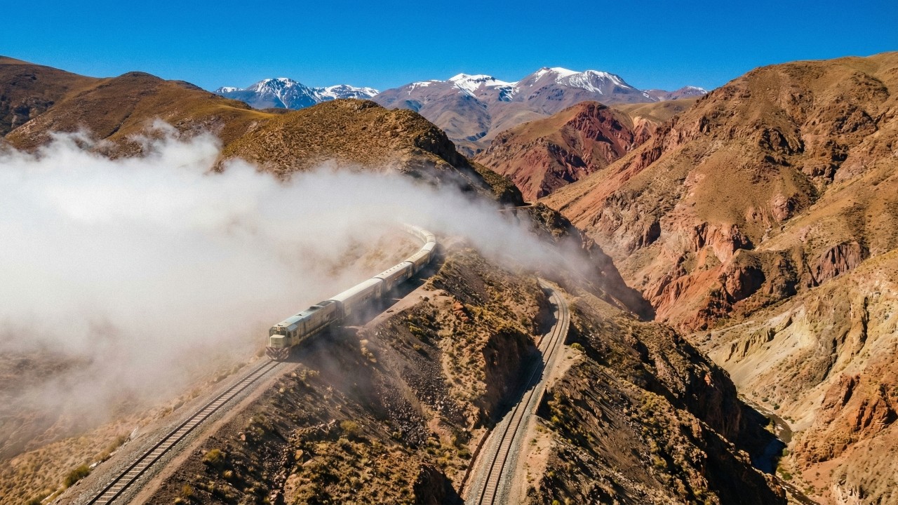 O "Trem para as Nuvens": ferrovia argentina sobe a 4.200 metros nos Andes, atravessa viadutos vertiginosos e toca o céu
