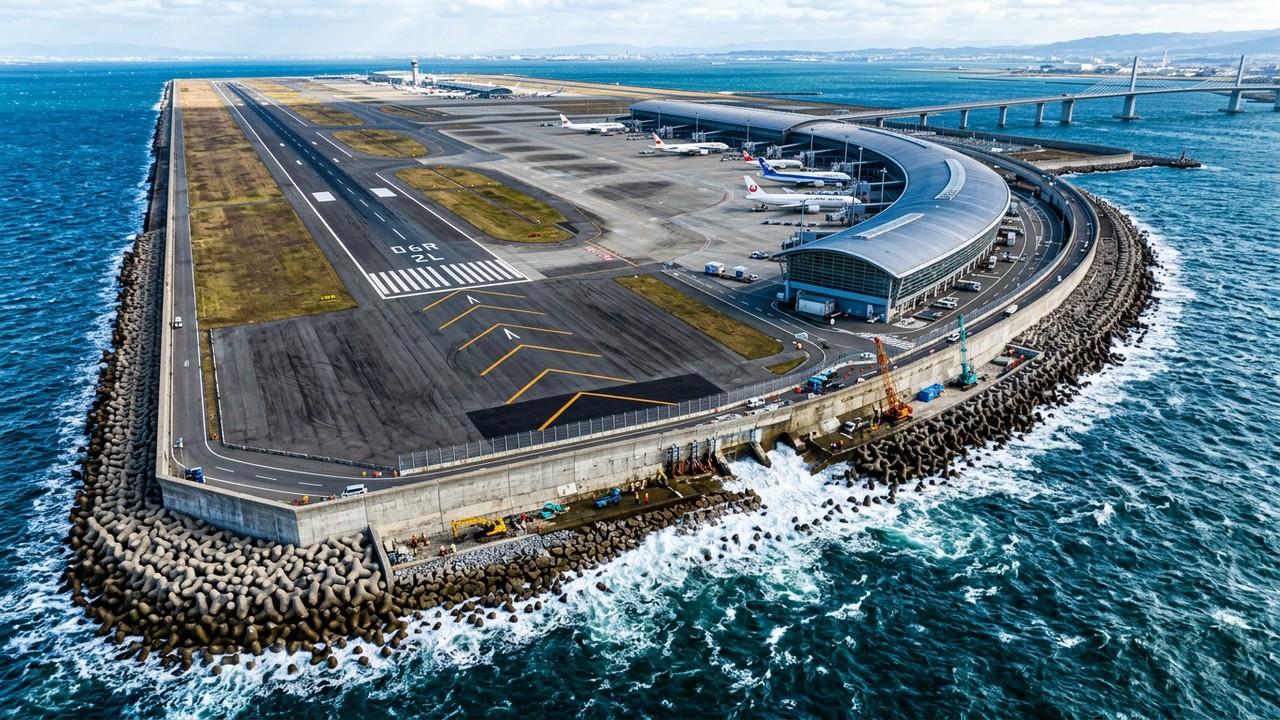 O aeroporto que “flutua” e afunda: a megaestrutura no Japão que desafia o oceano e exige obras constantes para não sumir