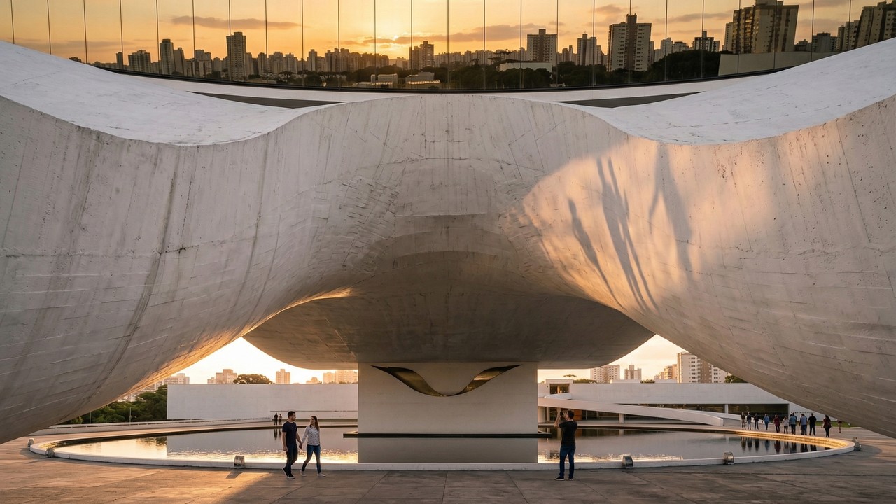 Com formato de olho e suspensa a 30 metros de altura, a obra de 2002 em Curitiba tornou-se o maior ícone da arquitetura de Oscar Niemeyer no Paraná
