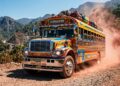 Com suas cores vibrantes e motores de 1990, os antigos ônibus escolares americanos ganham vida na Guatemala, tornando-se ícones da cultura local