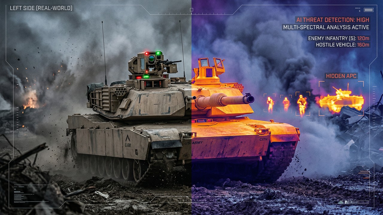 Esse tanque tem sensores de calor que enxergam até na fumaça e na escuridão total com precisão assustadora