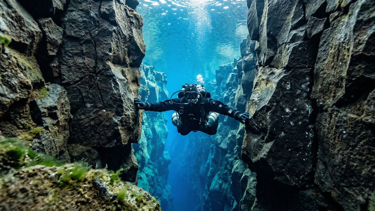 O único lugar do mundo onde se pode nadar no abismo gigante que divide 2 continentes submersos
