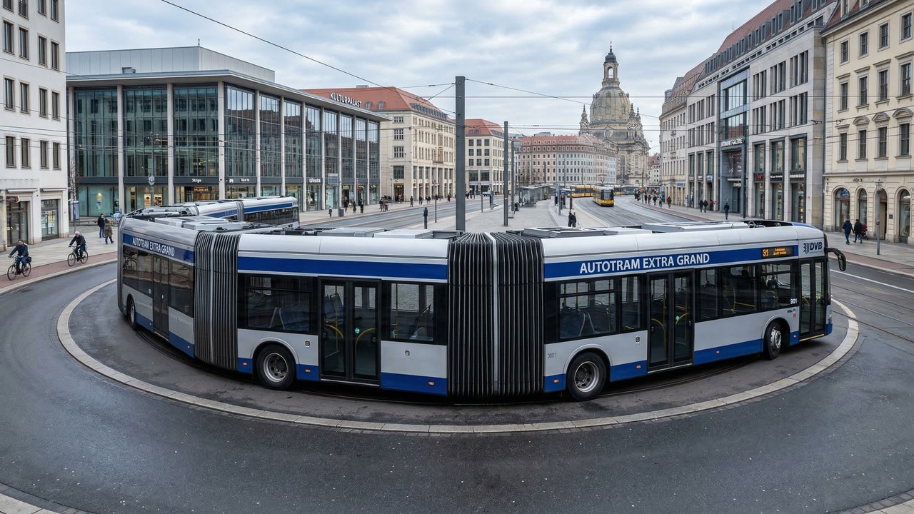 Com seus 30 metros de extensão e capacidade para 256 pessoas, o AutoTram Extra Grand de Dresden tornou-se o maior ônibus articulado de todo o mundo