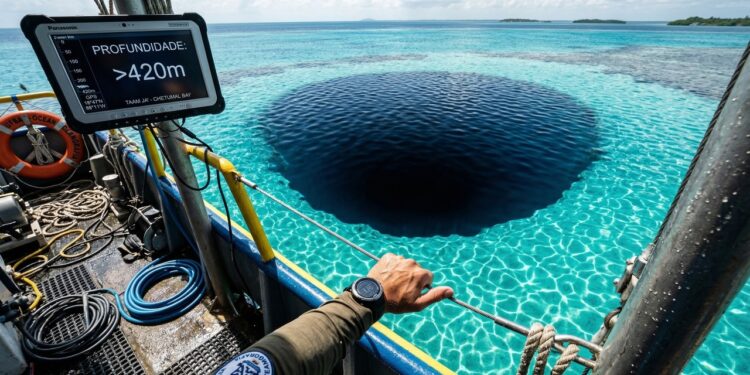 Pescadores relatam anomalia na água e cientistas descobrem um buraco azul no oceano que parece não ter fundo