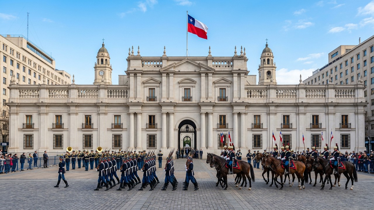 Com sua fachada neoclássica de 1805 e sede do governo chileno, o Palácio de La Moneda tornou-se o maior símbolo da história e poder em Santiago