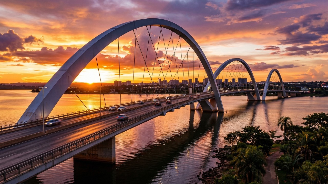 Com 1.200 metros de extensão e três arcos de aço assimétricos, a ponte brasiliense de 2002 tornou-se o maior marco da arquitetura de Brasília