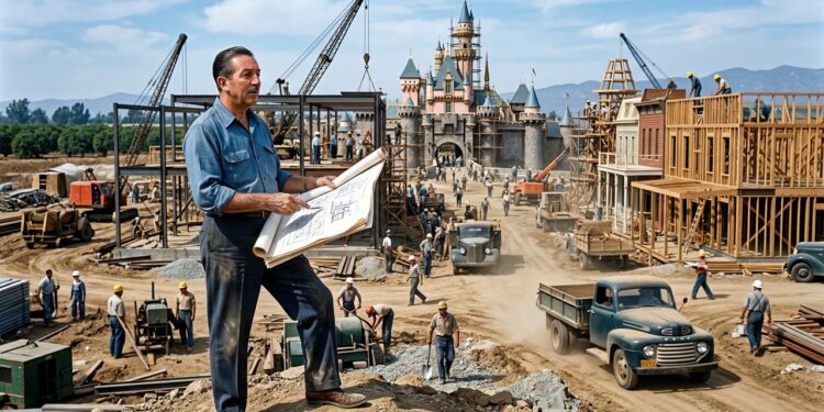 Ele apostou a própria fortuna e investiu US$ 17 milhões para construir a Disneyland e revolucionar o conceito de parques temáticos em 1955