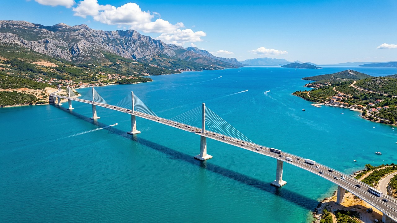 Com 2,4 km de extensão e 55 metros de altura sobre o mar, a ponte croata de 2022 uniu o país e evitou a travessia por fronteiras estrangeiras