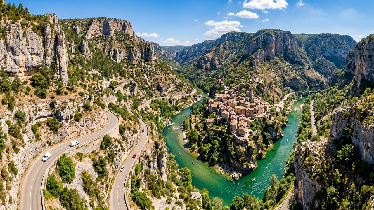 Estrada na França ganha fama por seus cânions, pois seus 53 km de extensão margeiam desfiladeiros de 600 metros de profundidade no rio Tarn