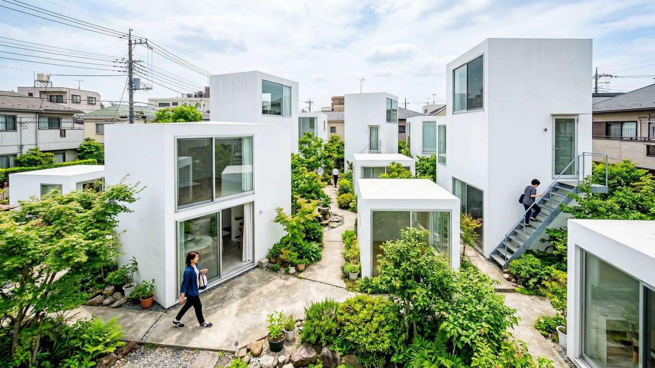 Construção em Tóquio rompe os padrões da engenharia civil tradicional e transforma terreno de 290 metros quadrados em 10 casas independentes sem usar muros altos