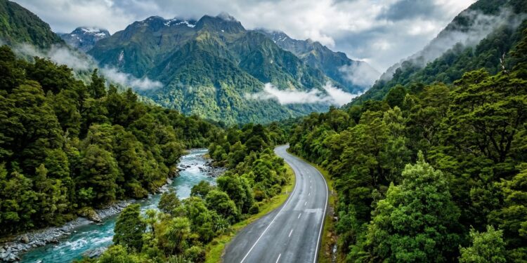 Estrada na Nova Zelândia ganha fama por suas florestas de faias, pois o trajeto de 130 km cruza os Alpes do Sul em um cenário alpino espetacular