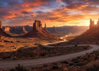 Estrada em Utah ganha fama por seus monólitos, pois seus 27 km de cascalho serpenteiam o deserto entre gigantescas formações rochosas de arenito