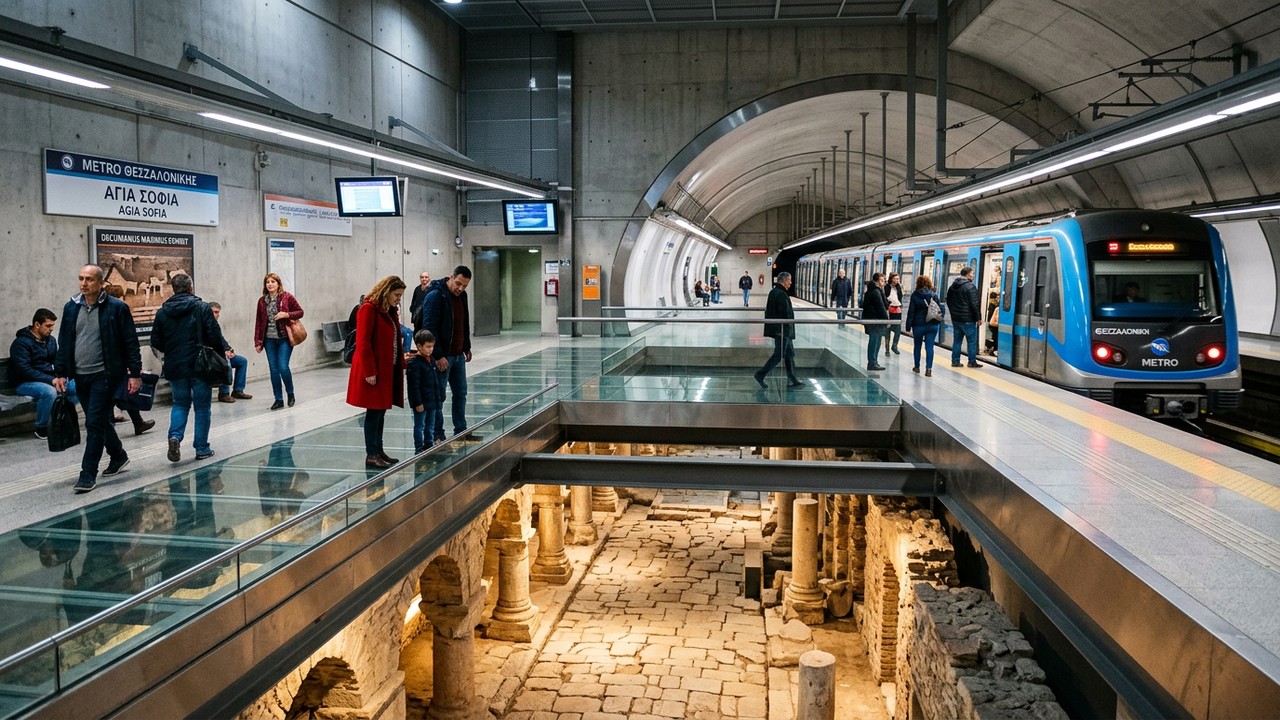 Eles encontraram 300 mil artefatos antigos e precisaram aprofundar o metrô grego para 31 metros, unindo a engenharia moderna à história milenar