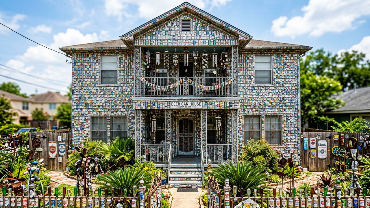 A incrível história de um aposentado do Texas que criou uma casa revestida com 50 mil latas de cerveja durante quase 20 anos