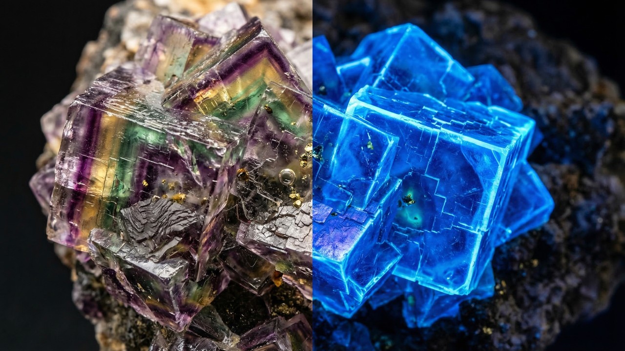 Esqueça o quartzo e o cristal, pois esta gema brilha sob luz negra e exibe todas as cores do arco-íris, sendo o arco-íris da química
